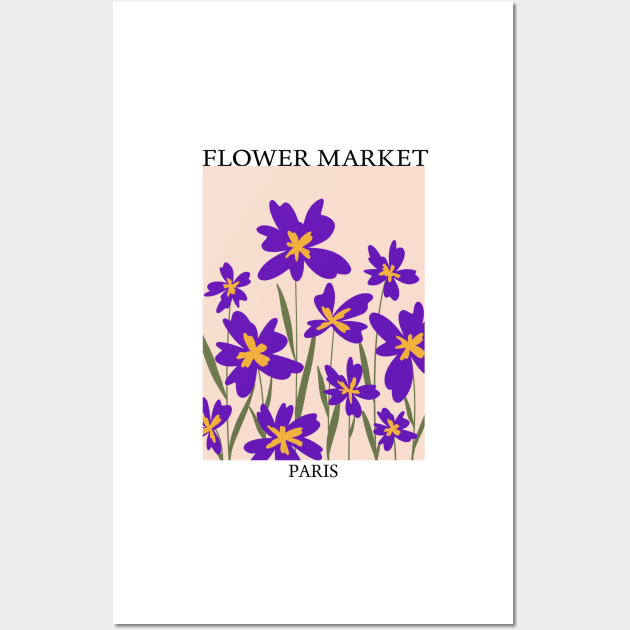 Abstract Flower Market Illustration, Purple Iris Flower 1 Wall Art by gusstvaraonica